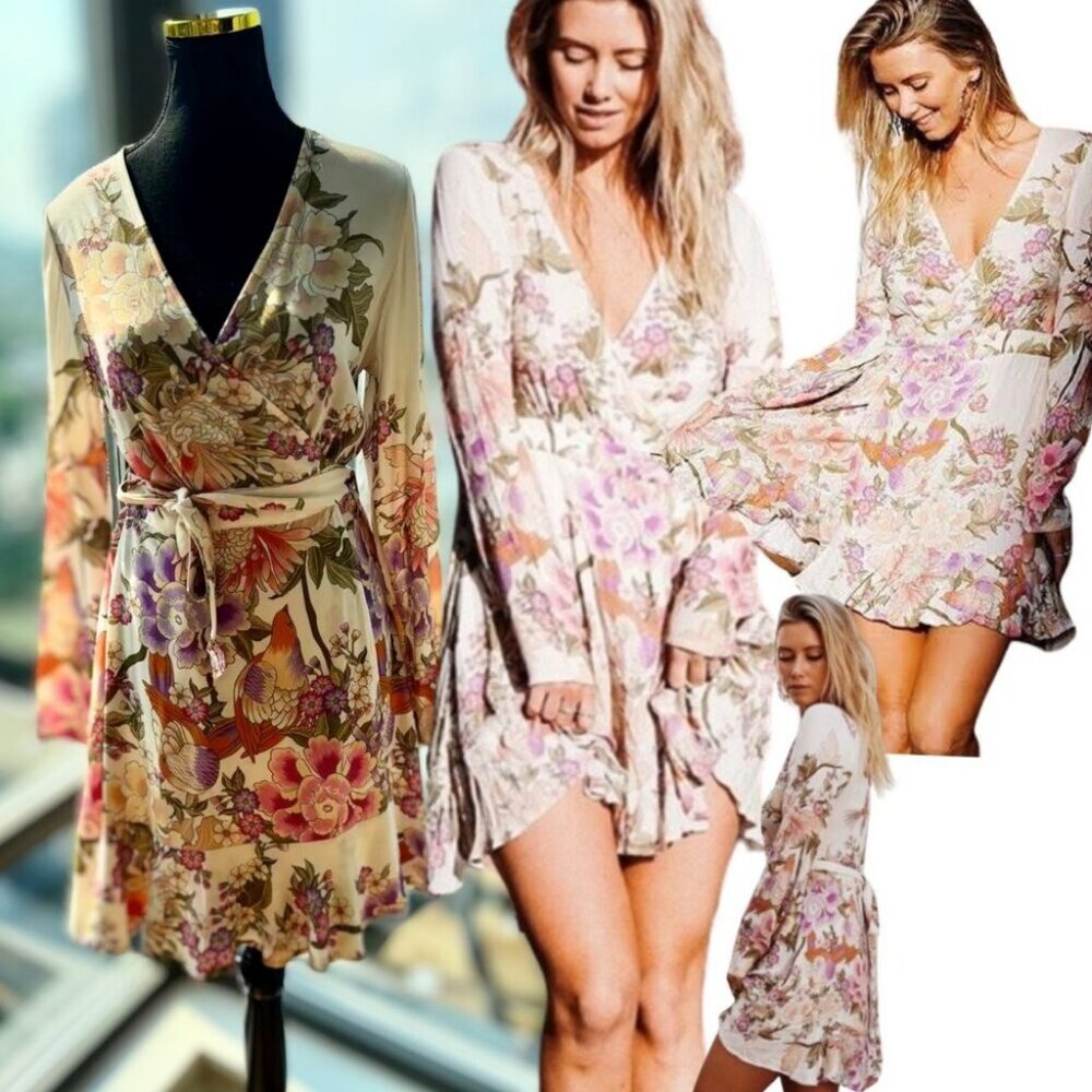 Spell Floral Mini Dress - Cream and Pink